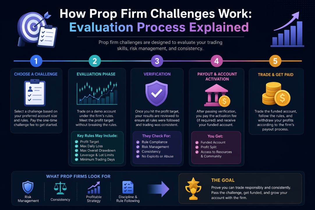 How prop firm challenges work: evaluation process explained